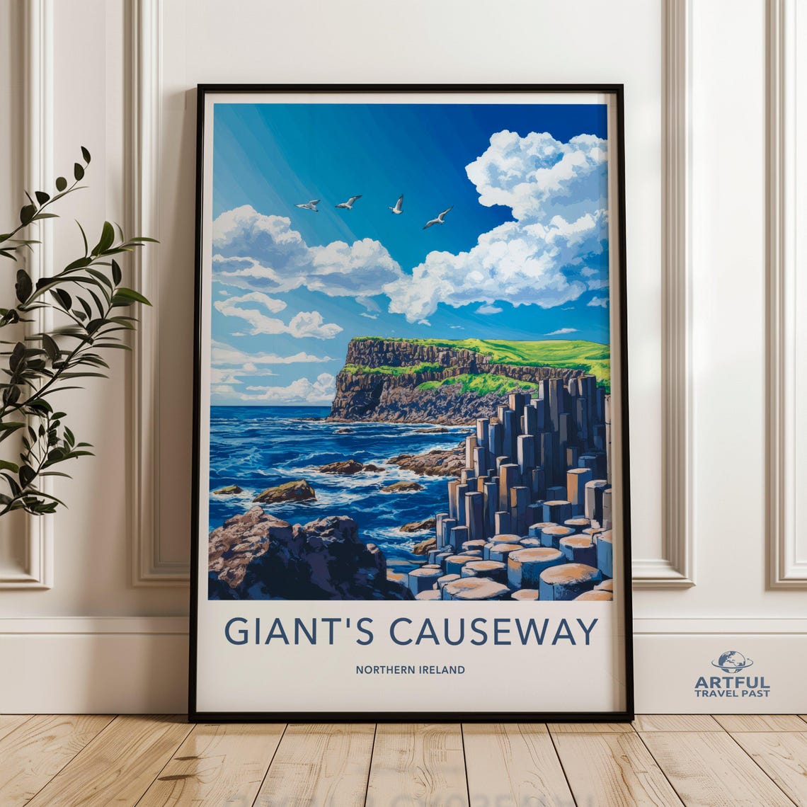Giants Causeway Northern Ireland Basalt Columns Coast Travel Poster