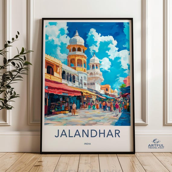 Jalandhar India Wall Art Travel Photography Cityscape Architecture Print Colorful Market Scene South Asian Decor Home