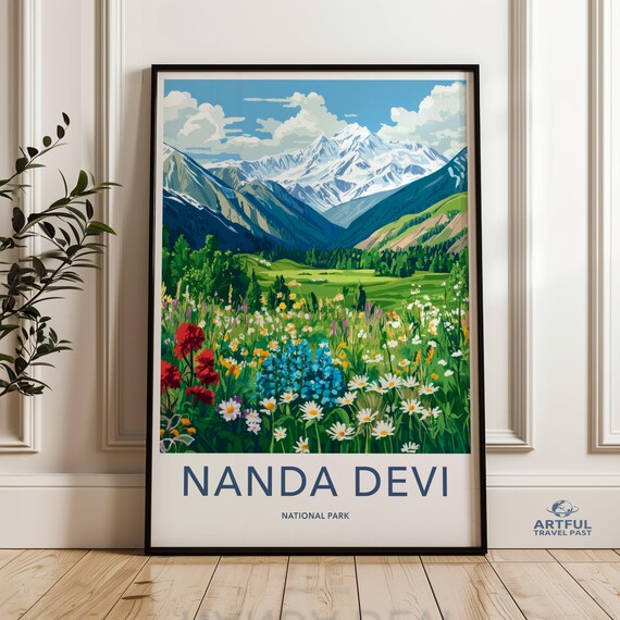 Nanda Devi National Park Himalayan Wildflowers Vintage Travel Poster