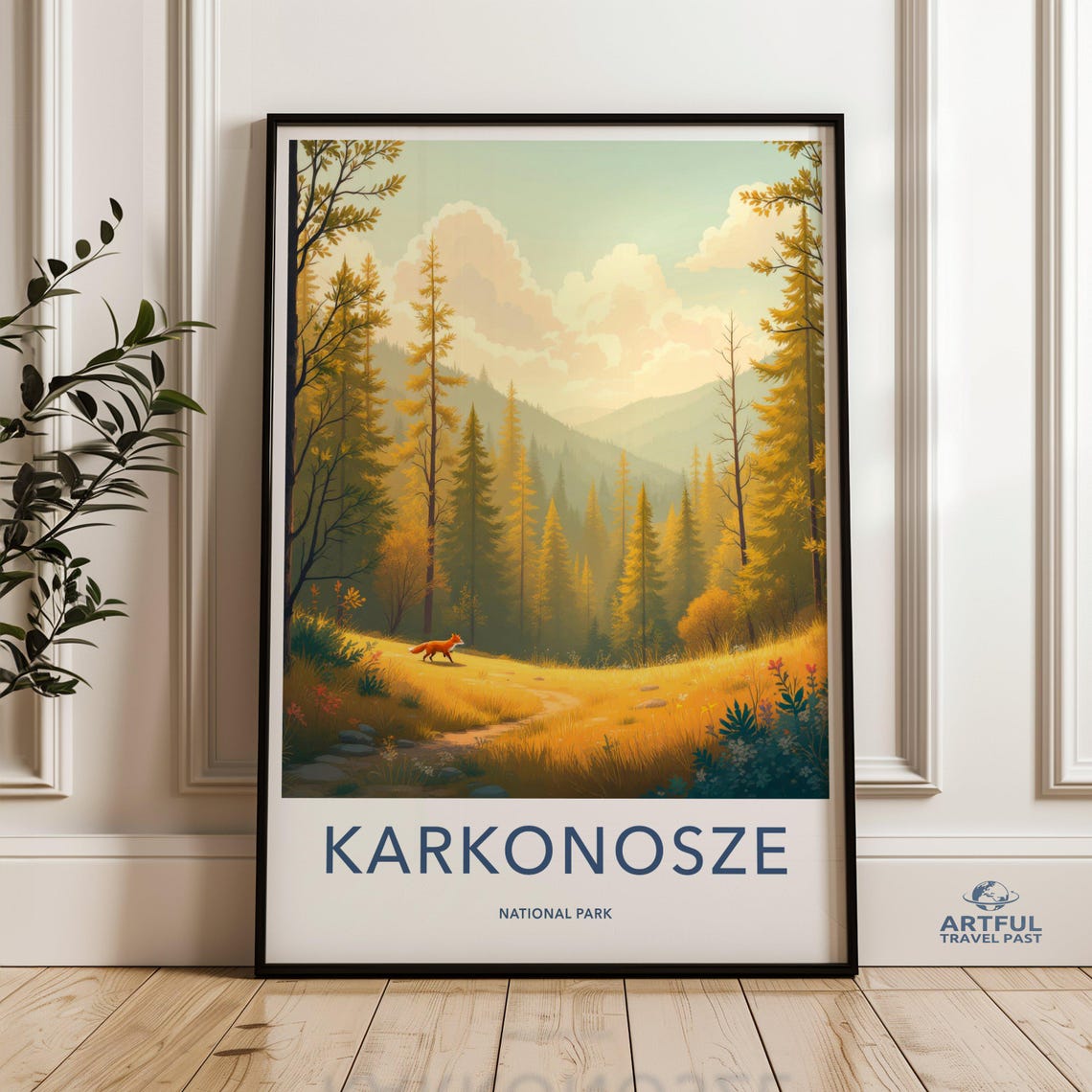 Karkonosze National Park Golden Autumn Forest Fox Travel Poster