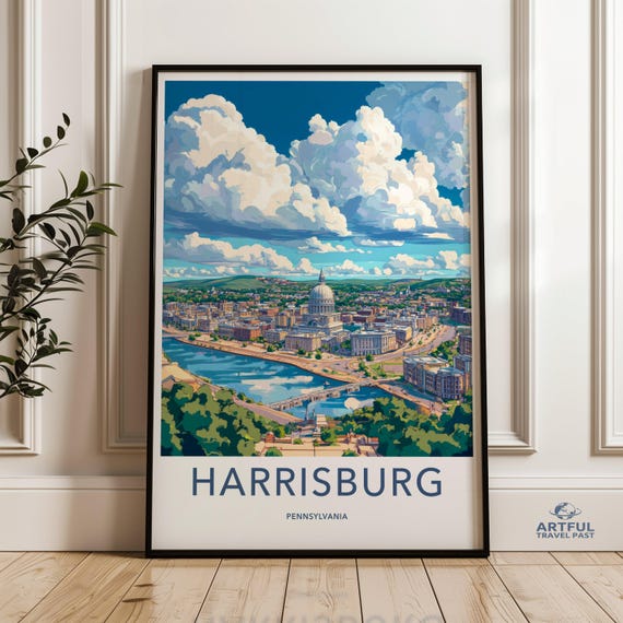 Harrisburg Pennsylvania Skyline Art Cityscape Wall Poster Landmarks Print