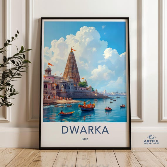 Sunset Varanasi India Boat Ride Poster Ganges River Scenic Wall Art Vibrant Cityscape Print Travel Photography