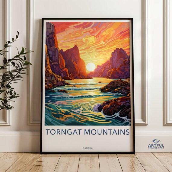 Torngat Mountains Canada Sunset Rocky Coast Colorful Travel Poster