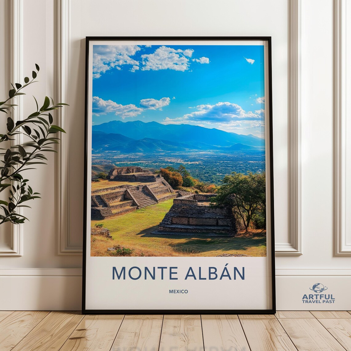 Monte Alban Mexico Ancient Zapotec Ruins Valley Travel Poster