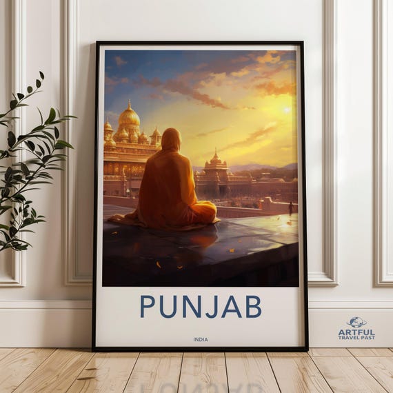 Golden Temple At Sunset Wall Art Punjab India Print Spiritual Landscape Artwork Serene Meditation Historical Architecture Decor
