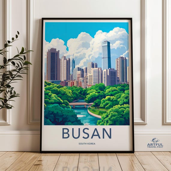 Busan South Korea Skyline Wall Art Print Urban Landscape Poster Modern Cityscape Artwork Office Home Decor Travel Souvenir Gift