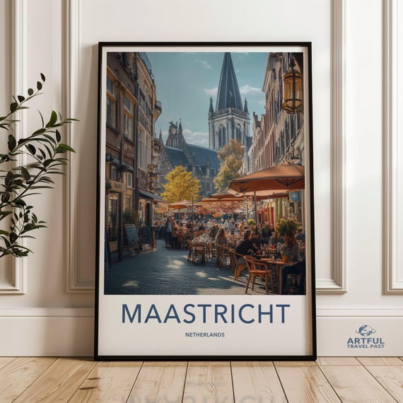 Maastricht Netherlands Cityscape Print European Street Scene Wall Art Historic Architecture Decor Travel Poster Home