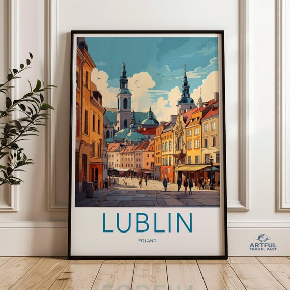 Lublin Poland Wall Art European Cityscape Print Colorful Architecture Poster Urban Street Scene Artwork Travel Destination Decor