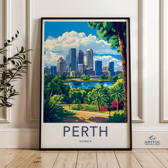 Perth Australia Wall Art Cityscape Poster Scenic Print Modern Decor Australian Skyline Artwork Nature In