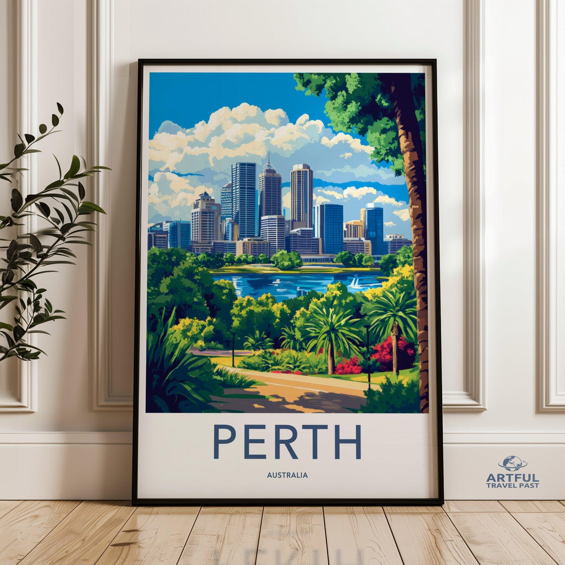 Perth Australia Wall Art Cityscape Poster Scenic Print Modern Decor Australian Skyline Artwork Nature In