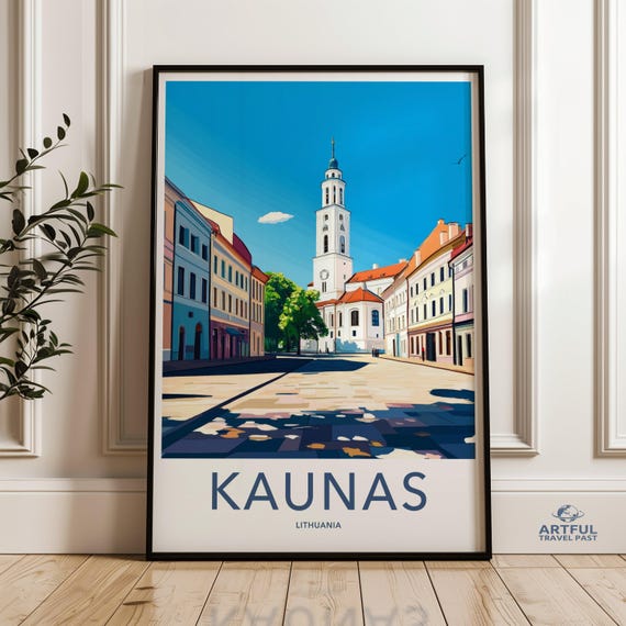 Kaunas Lithuania Cityscape Print Historic Town Wall Art Travel Poster Modern Home Decor Urban Landscape Artwork Gift For Travelers