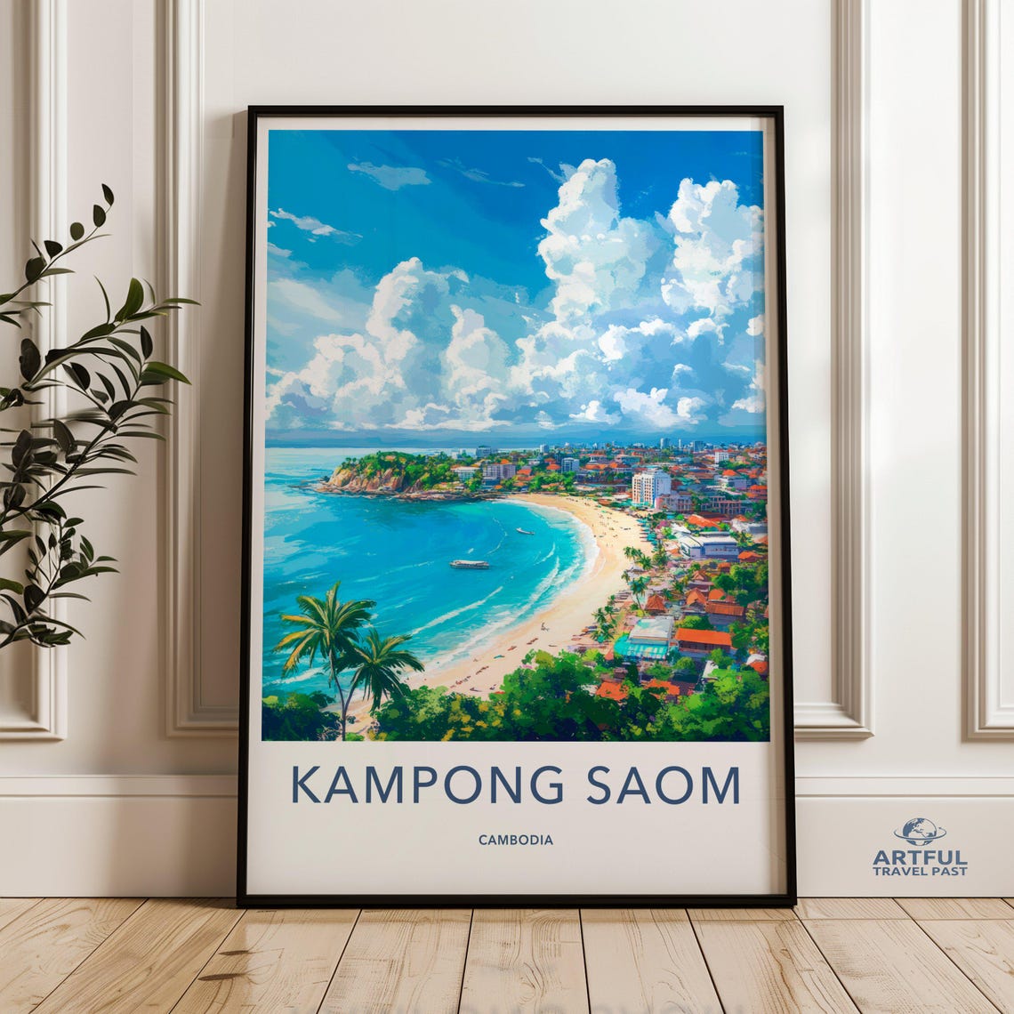 Kampong Saom Cambodia Tropical Beach Travel Poster Island Artwork