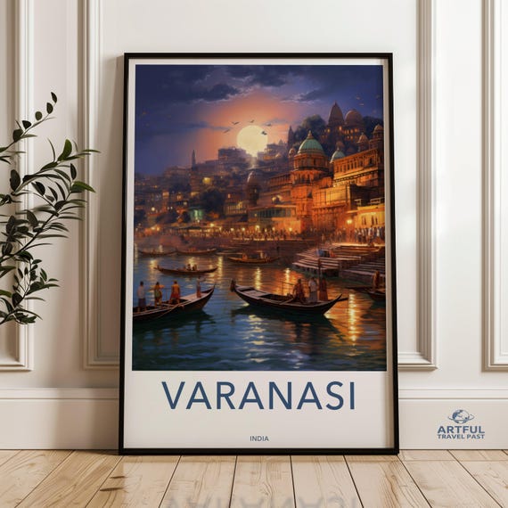 Varanasi Wall Art Cityscape Print Heritage Artwork Scenic Poster Cultural Landmark Decor