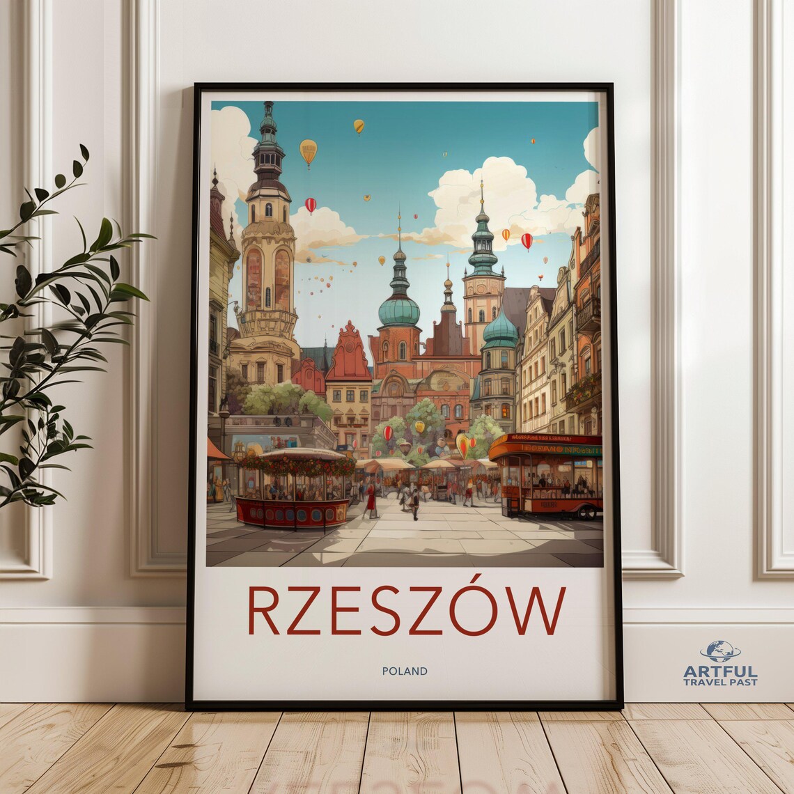 Rzeszow Poland Historic Architecture Old Town Vintage Travel Poster