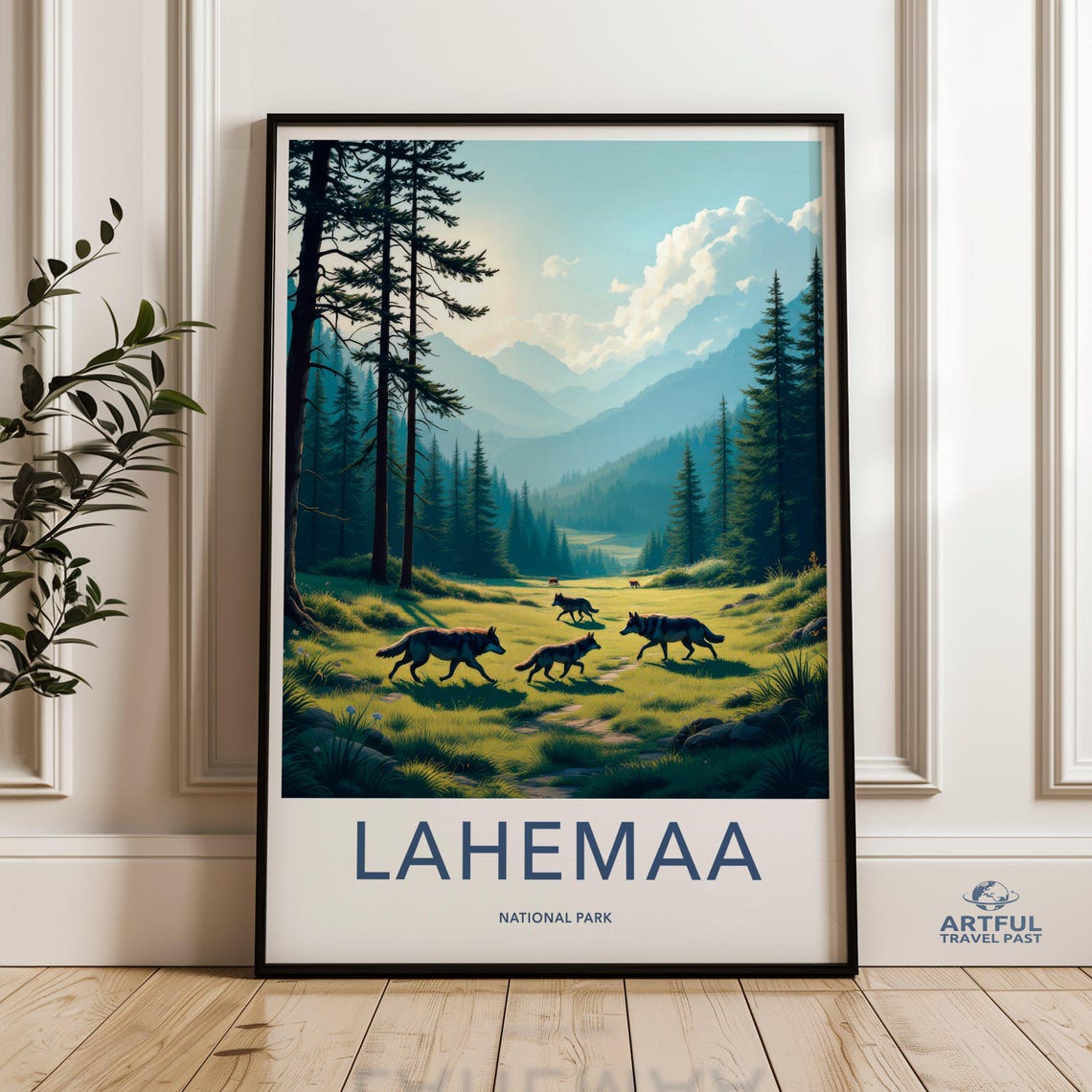 Lahemaa National Park Poster Wolf Pack Forest Vintage Travel Artwork