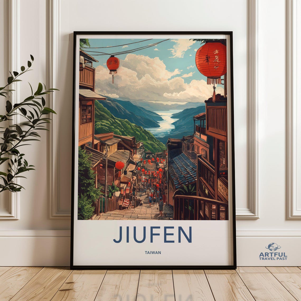 Jiufen Taiwan Lantern Street Mountain Village Travel Art Poster