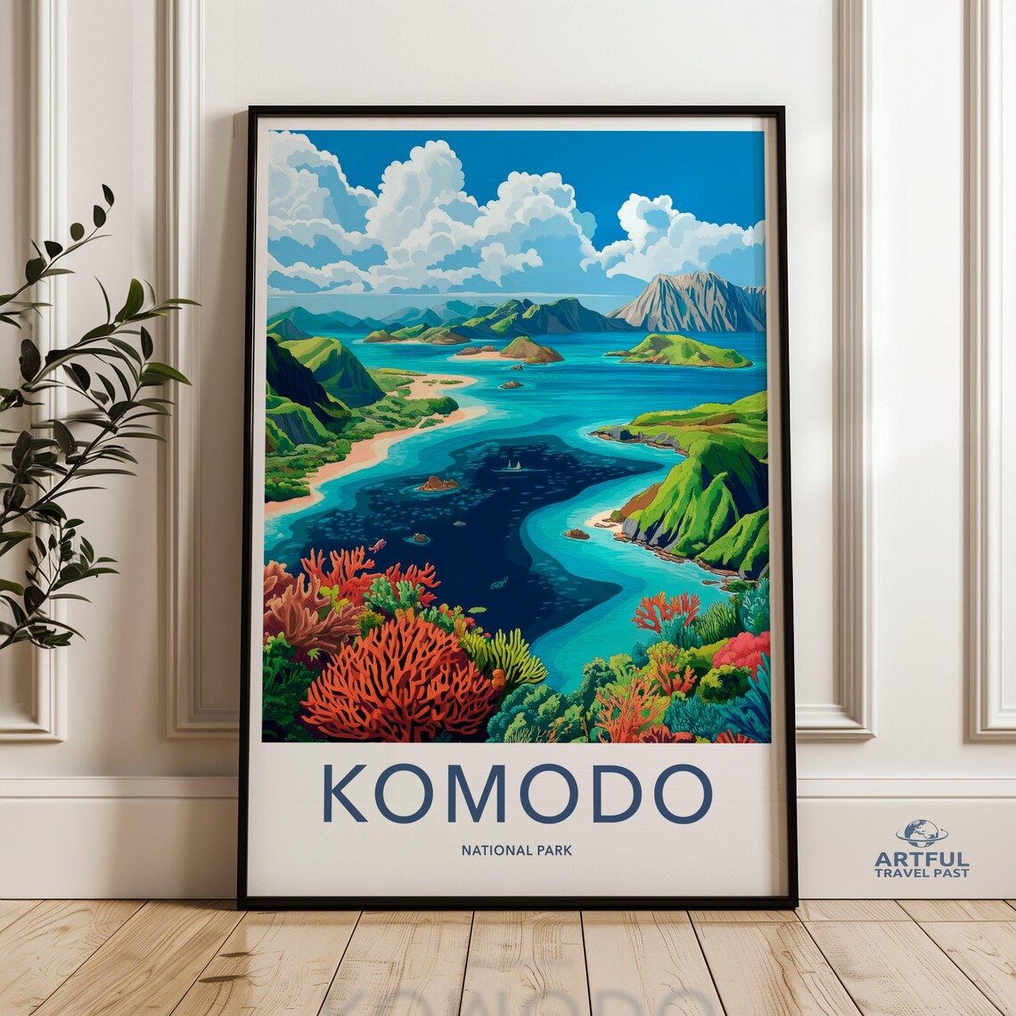 Komodo National Park Coral Reef Bay Island Travel Wall Poster