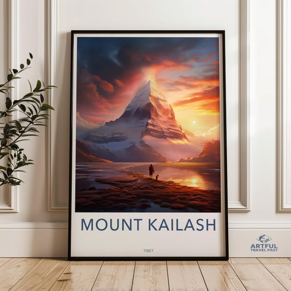 Mount Kailash Wall Art Print Sunset Mountain Landscape Scenic Nature Decor Inspirational Artwork Home Office Decoration
