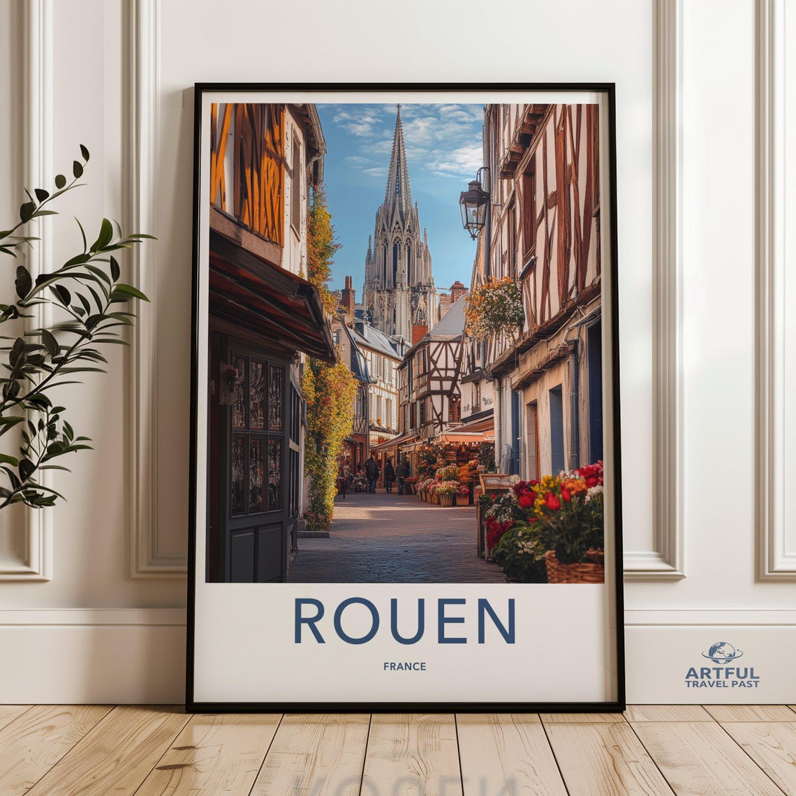 Beautiful Rouen Street Scene Wall Art Historic European Architecture Print Scenic French City Decor Travel Photography Poster