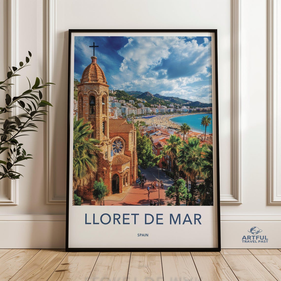 Lloret de Mar Spain Church Bell Tower Mediterranean Beach Poster