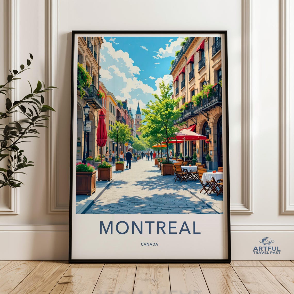 Montreal Canada Bustling Sunlit Avenue With Outdoor Cafes Poster