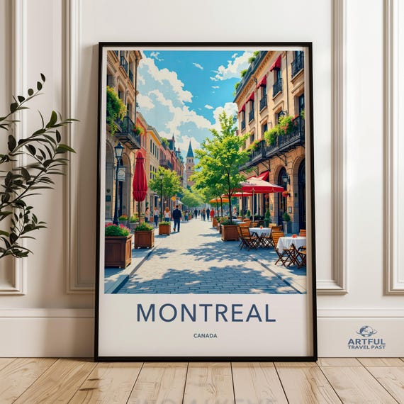 Travel Poster Of Montreal Canada Cityscape Print Wall Art Decor City Vintage Skyline