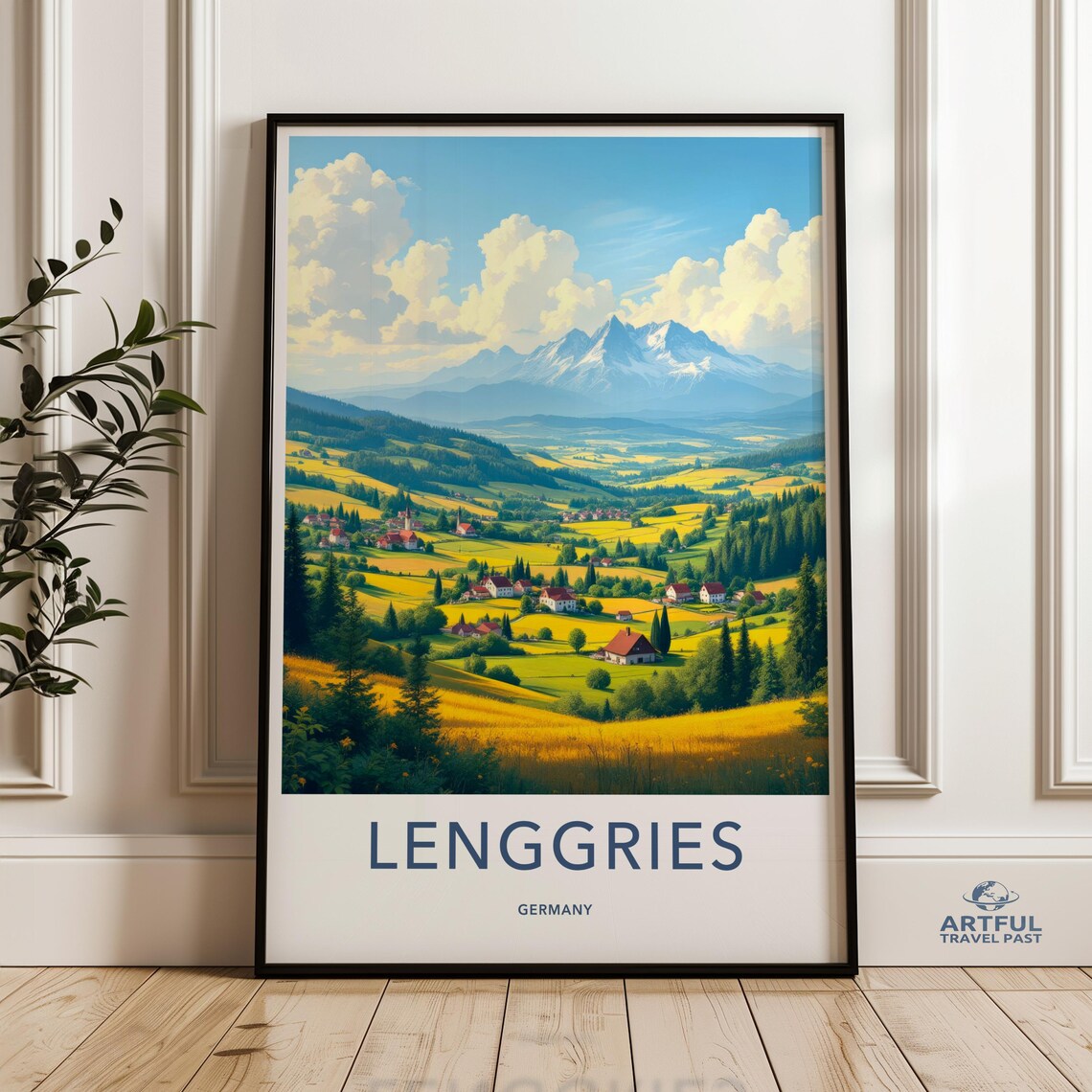 Lenggries Germany Alpine Valley Village Mountain Travel Poster