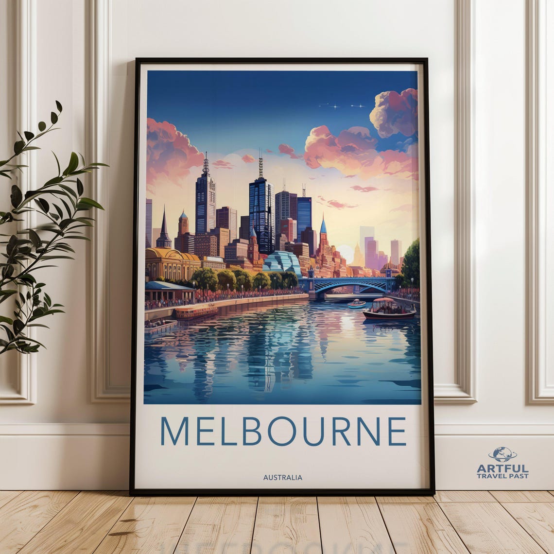 Melbourne Cityscape Wall Art Stunning Skyline Print Vibrant Australia Poster Beautiful City View Decor