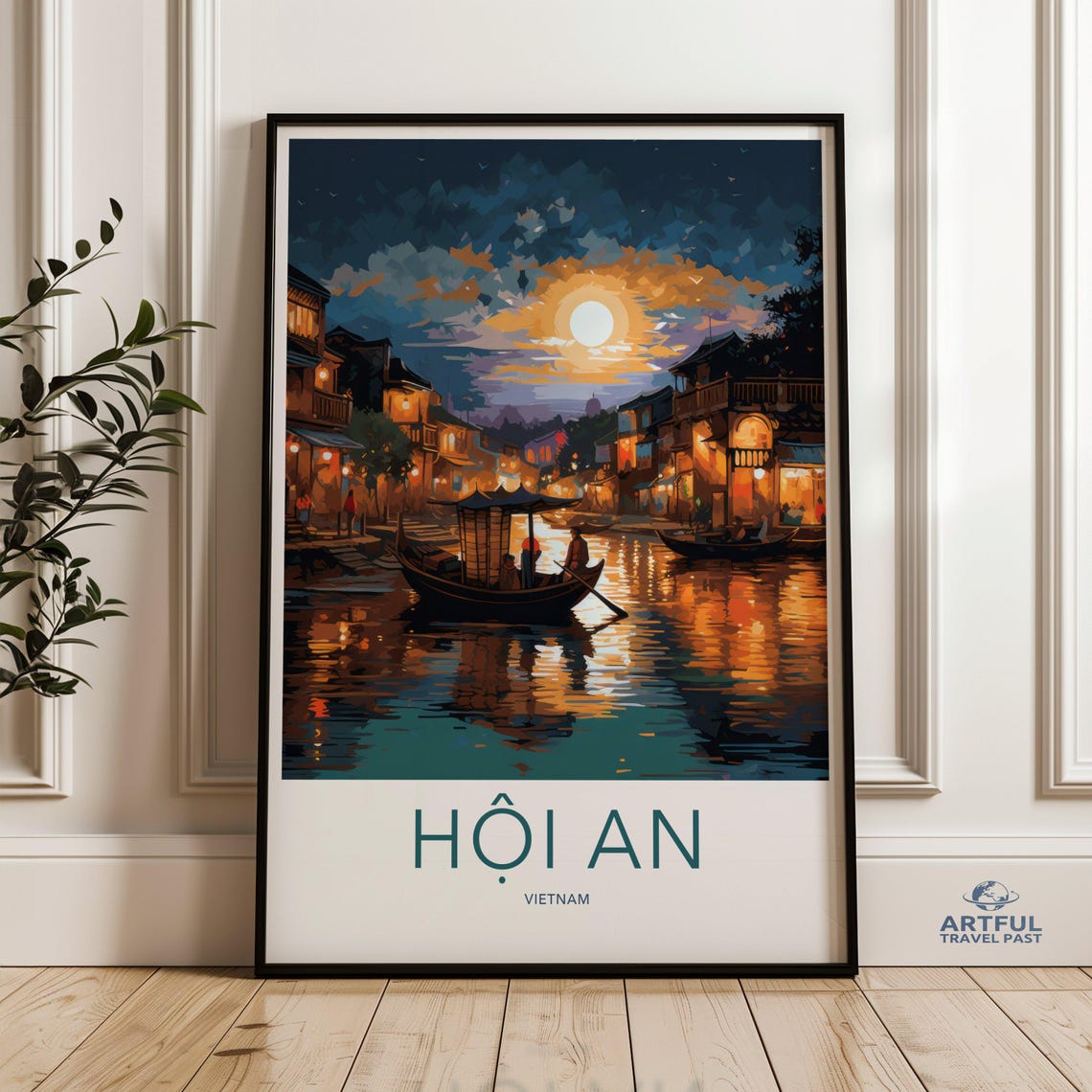 Hoi An Vietnam Wall Art Night Scene Print Home Decor Stunning Cityscape Illustration For Lovers