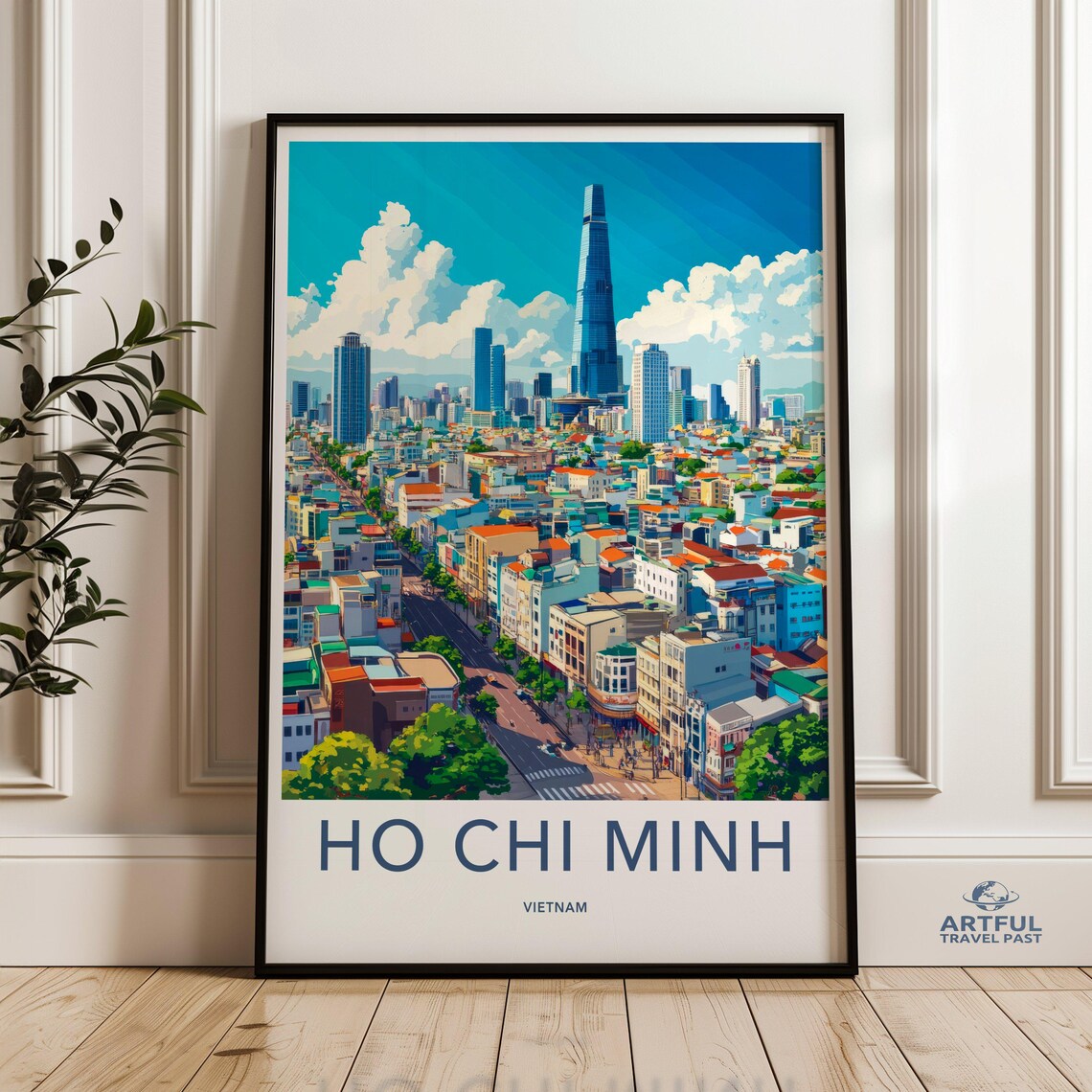 Ho Chi Minh City Skyline Wall Art Vietnam Cityscape Print Colorful Urban Decor Travel Poster Vibrant Downtown Photo Lovers Gift