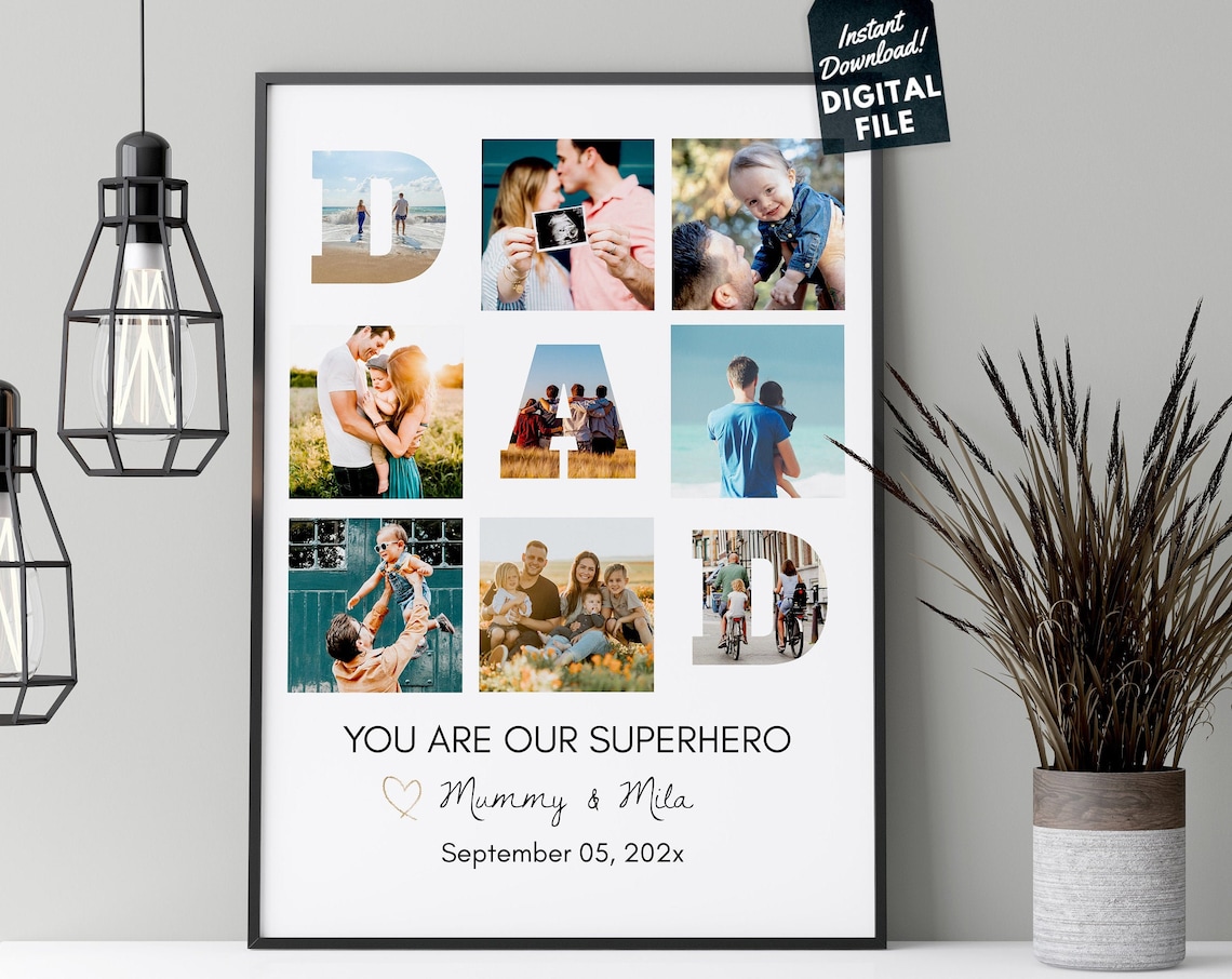 Dad Photo Collage Print, Gift For Papa