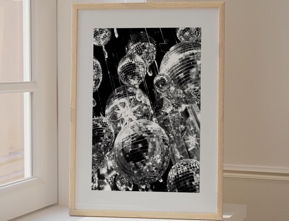 Retro Apartment Disco Ball Poster, Vintage Party Art