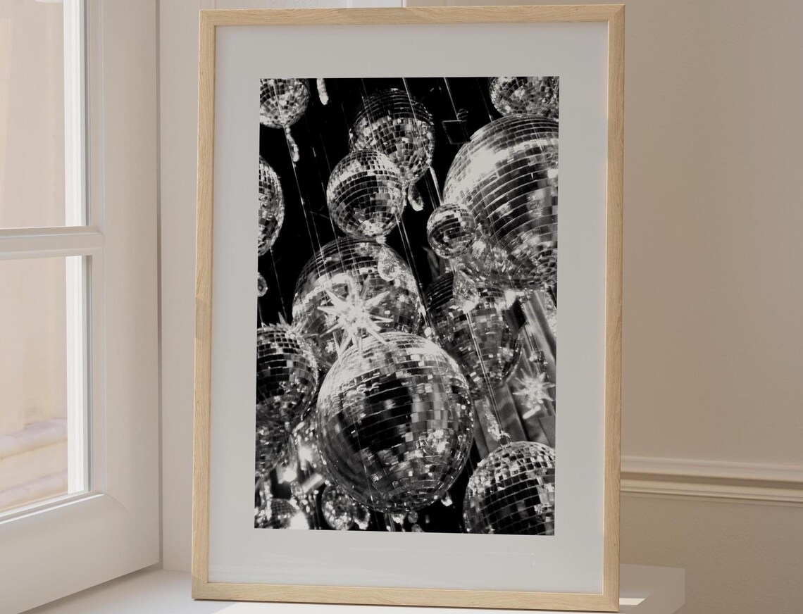 Retro Apartment Disco Ball Poster, Vintage Party Art