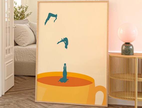 Coffee Print Drink Poster Modern Kitchen Decor Retro Pop Art Exhibition Illustration Lover Gift