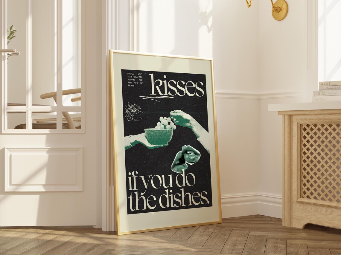 Cute Retro Kitchen Wall Art, I'll Give You Kisses - Image 3