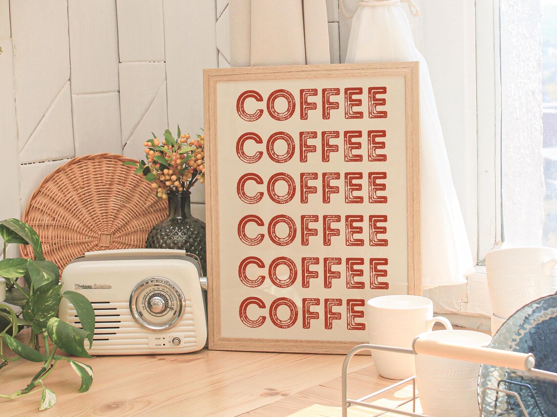 Retro Coffee Print Coffee Bar Wall Art Cute Red Coffee Art Print Coffee Poster Coffee Print Coffee Art Print - Image 3