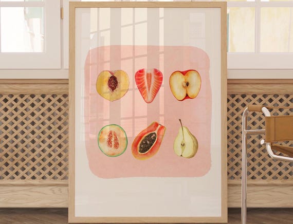 Sliced Feminine Fruit Art Print Fruity Vintage Poster Empowerment Body Positivity Woman Kitchen Wall Bathroom