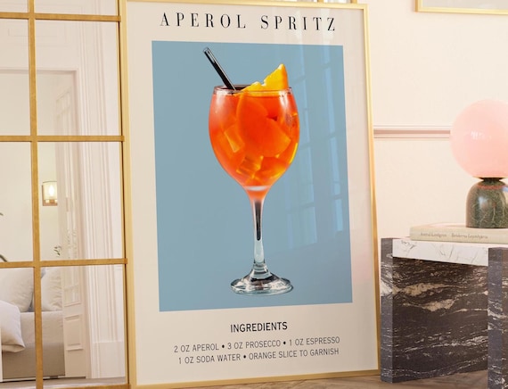 Aperol Spritz With Espresso Twist Cocktail Recipe Modern Kitchen Bar Decor Poster