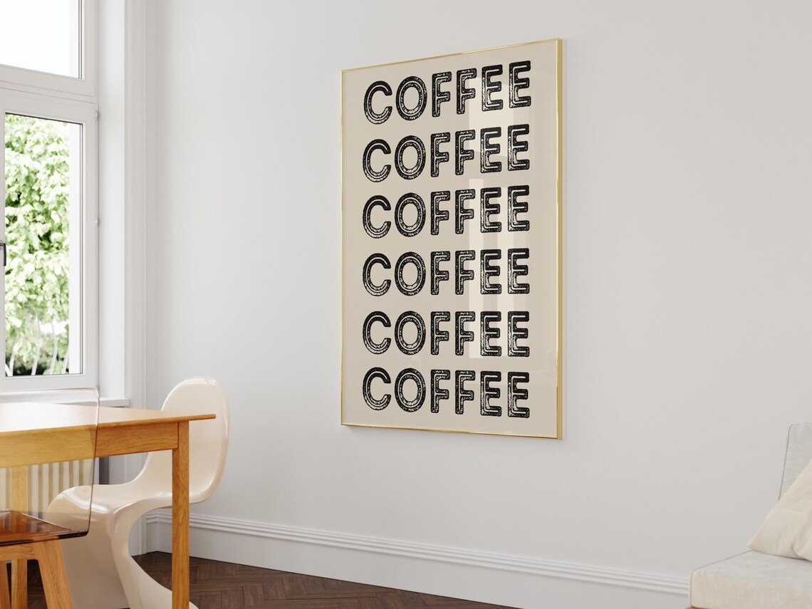 Retro Coffee Print Coffee Bar Wall Art Cute Brown Coffee Art Print Coffee Poster Coffee Print Coffee Art Print - Image 3
