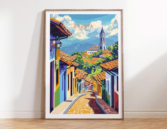 Bogota Colombia Travel Poster, City Wall Art Print