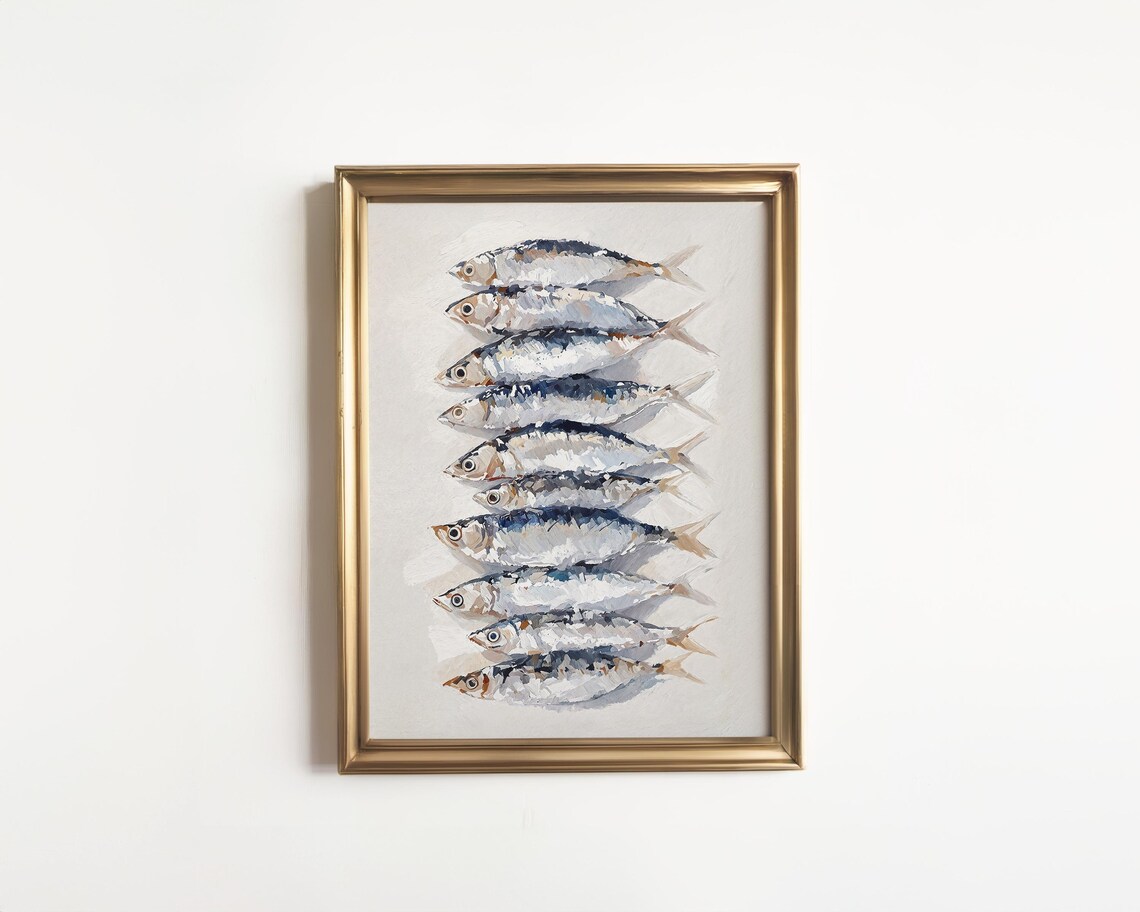 Sardines Art Print, Vintage Retro Still Life