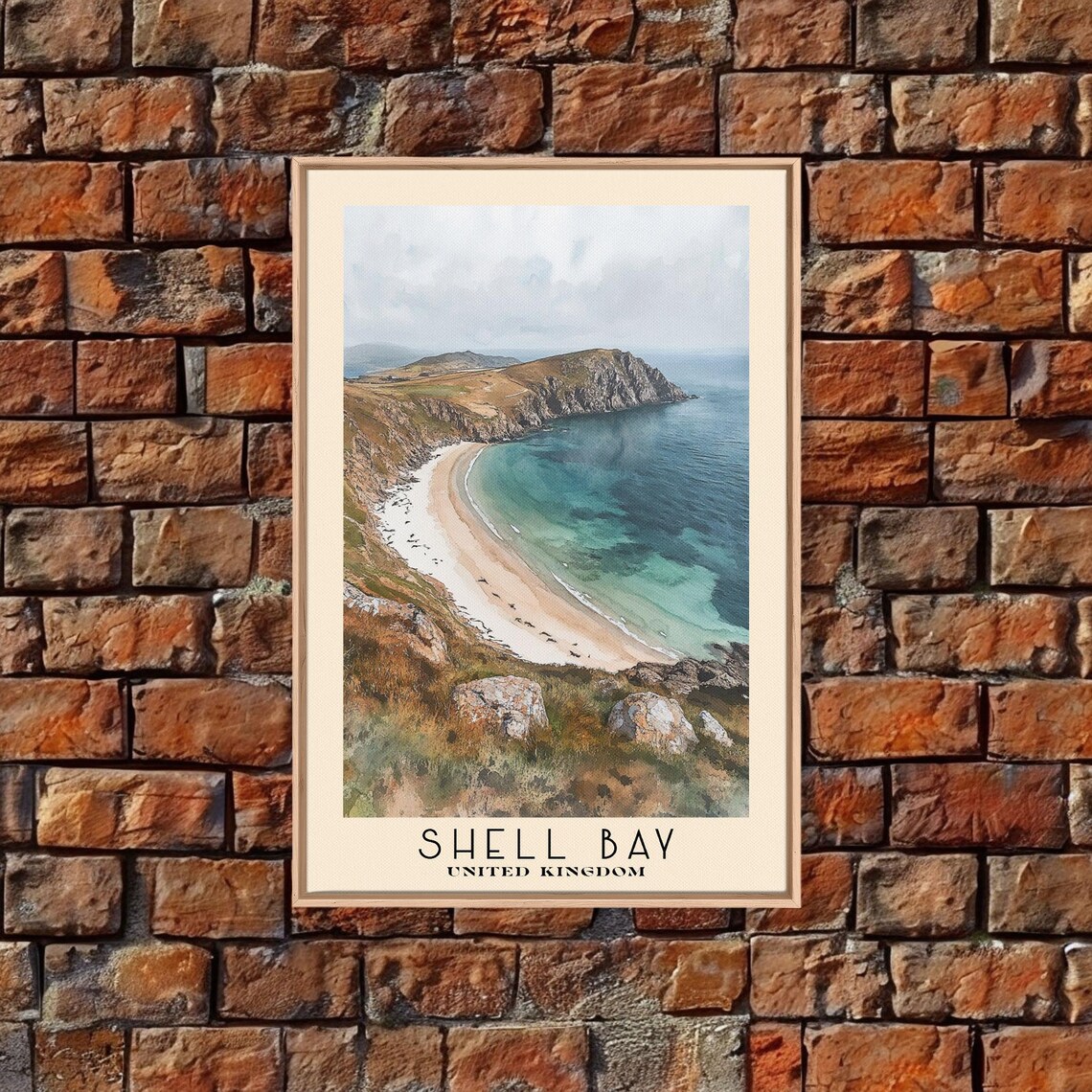 Shell Bay United Kingdom Cliff Coastline Curving Beach Turquoise Sea Poster - Image 5