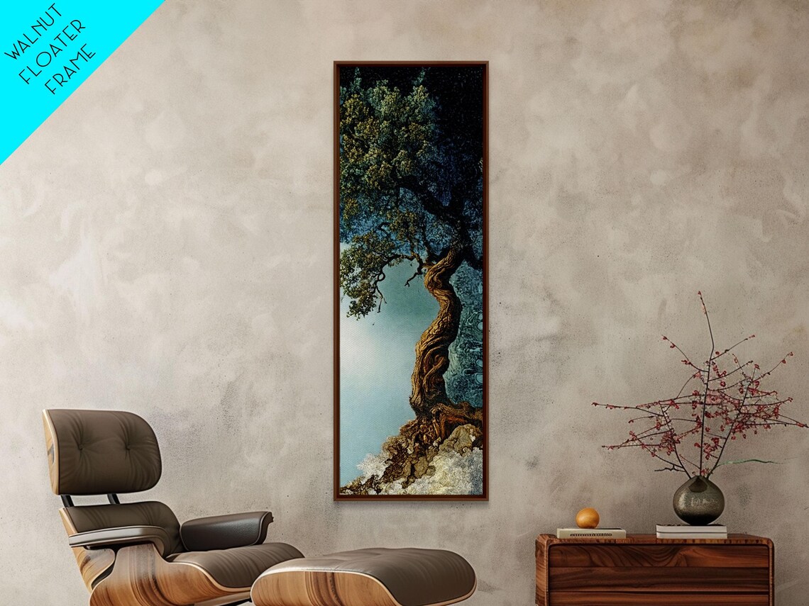 Detailed Oak Tree Rustic Earth Tones Wall Art Print