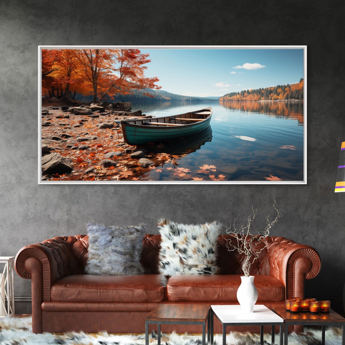 Pacific Northwest Lake With Canoe, Fall Photo Print - Image 6