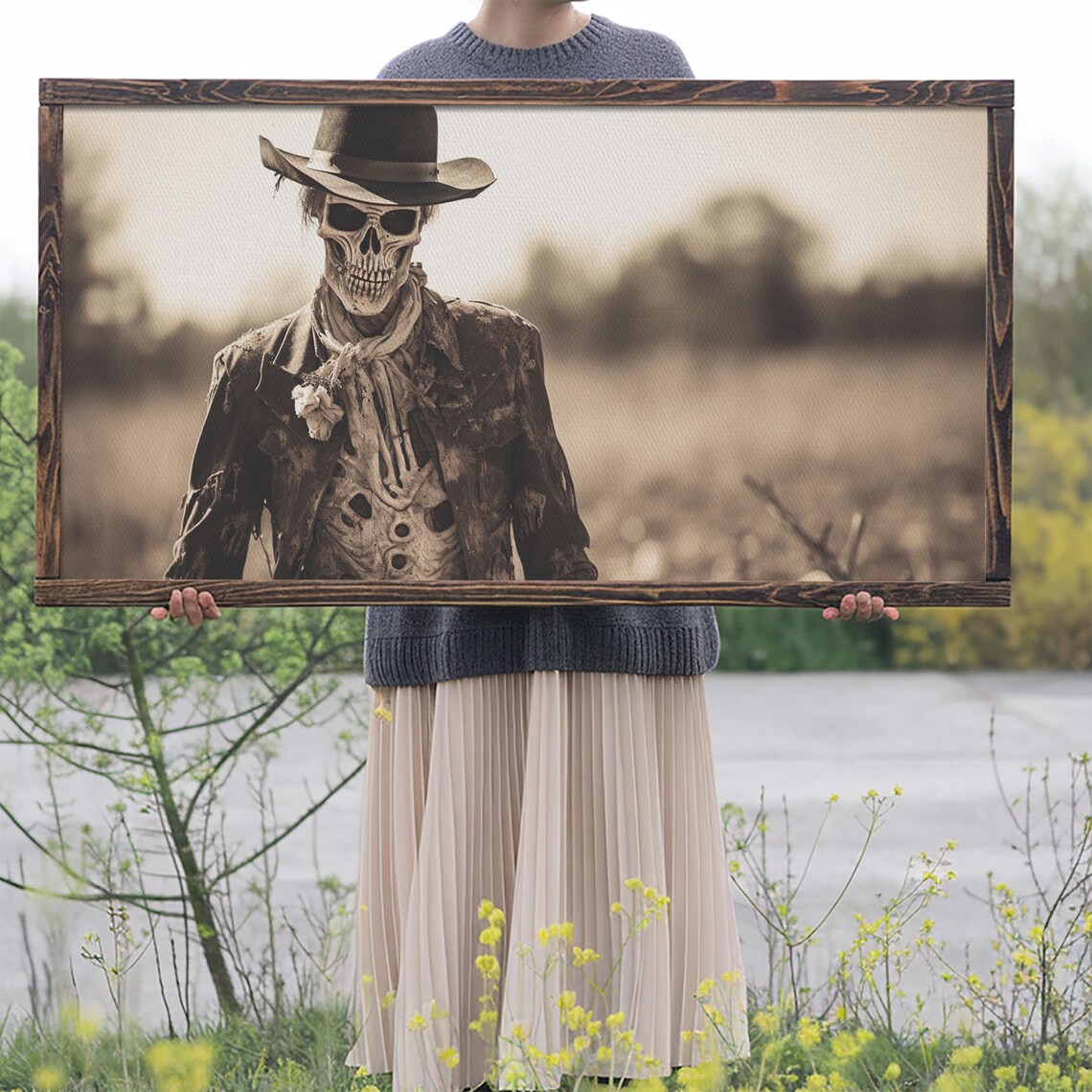 Zombie Cowboy Undead Gunslinger Sepia Western Horror Tintype Poster - Image 2