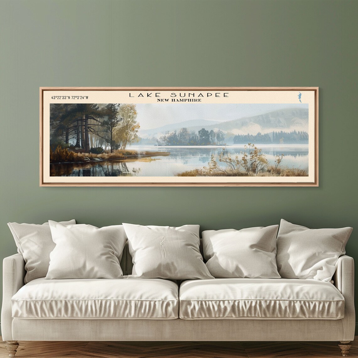 Lake Sunapee New Hampshire Travel Poster, Landscape Print - Image 2