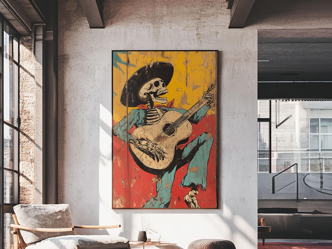 Haunted Skeleton Vaquero Cowboy, Chicano Art Print - Image 6