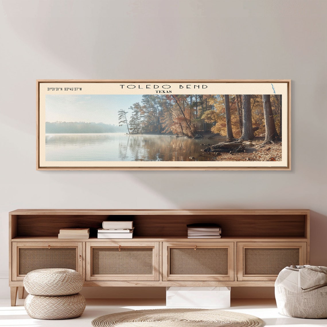 Toledo Bend Texas Panoramic Misty Morning Pines Reflection Poster - Image 2