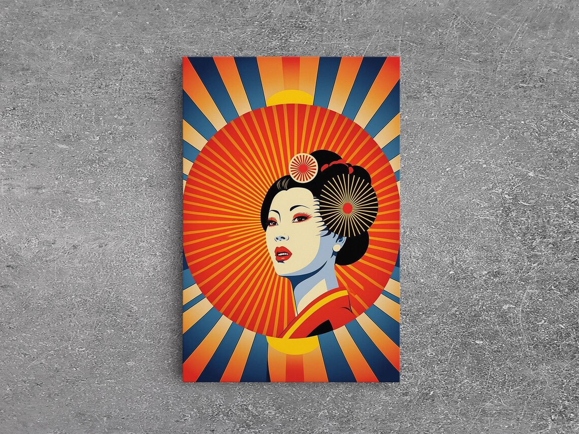 Geisha Pop Art, Art Deco Sunburst Art Print - Image 6