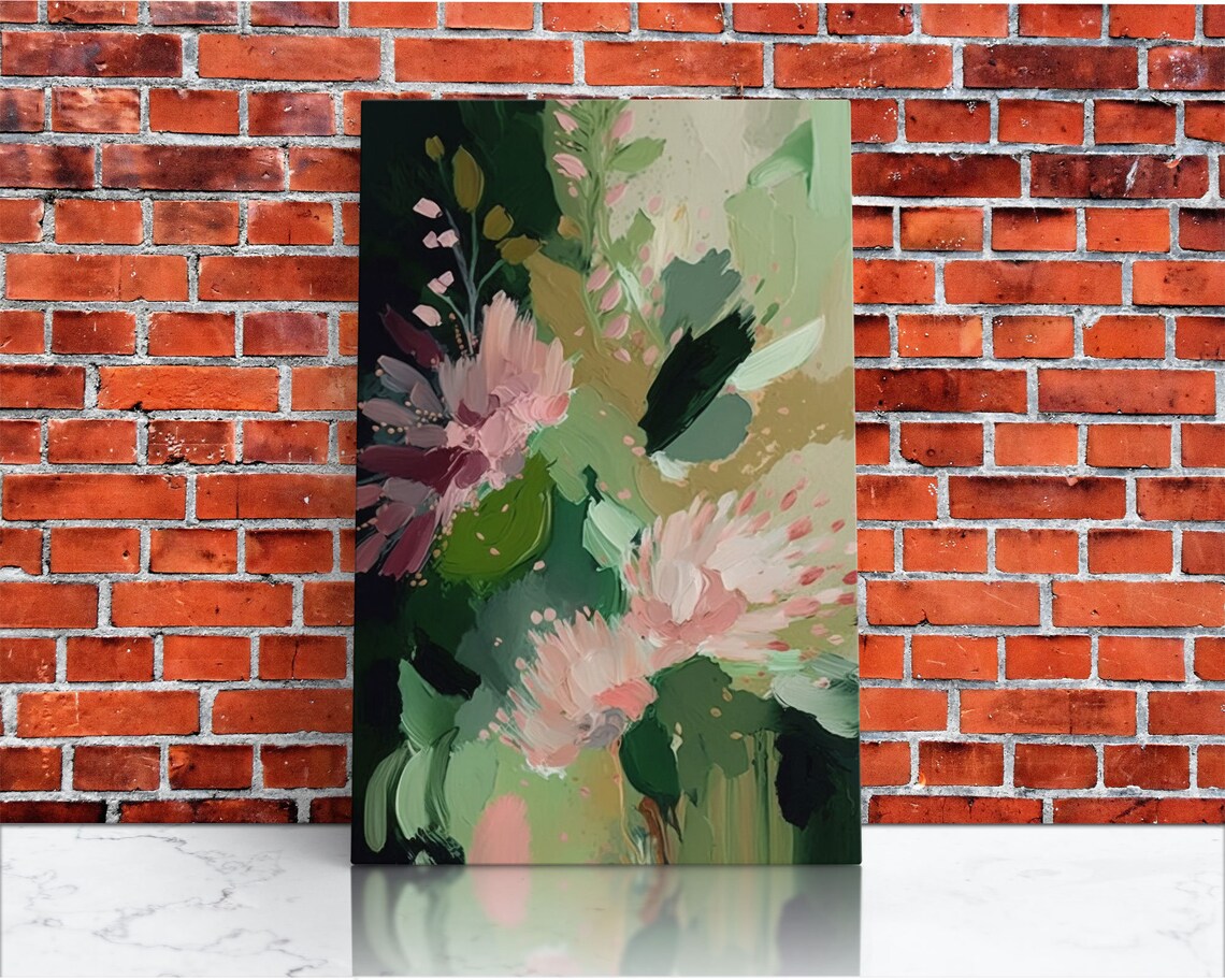 Abstract Flowers Oil Painting Print, Boho Floral Art - Image 3